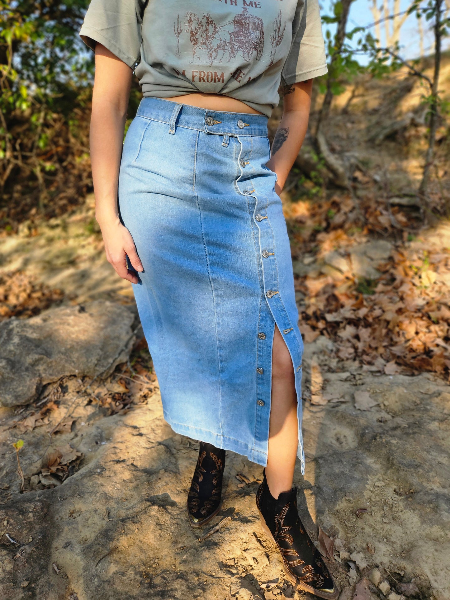Denim and Buttons Skirt