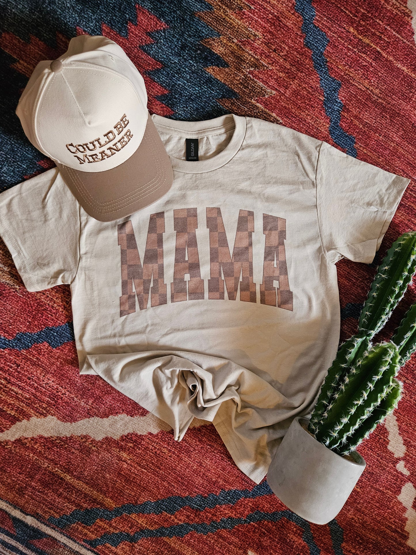 Checkered Mama Tee