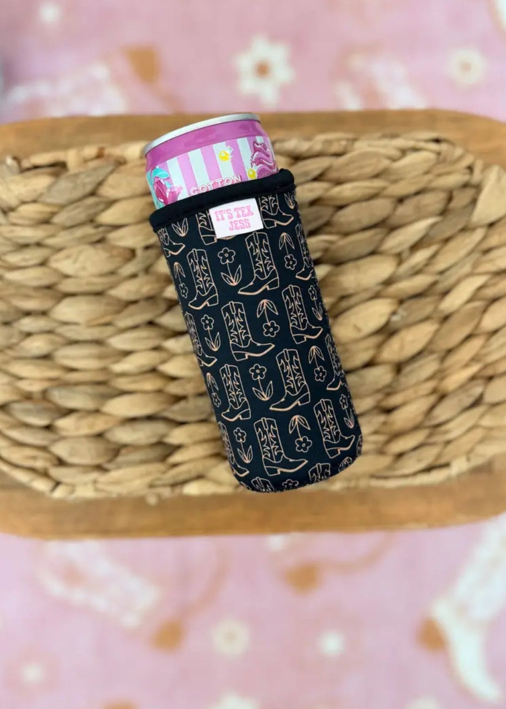 Black Boots Slim Can Holder
