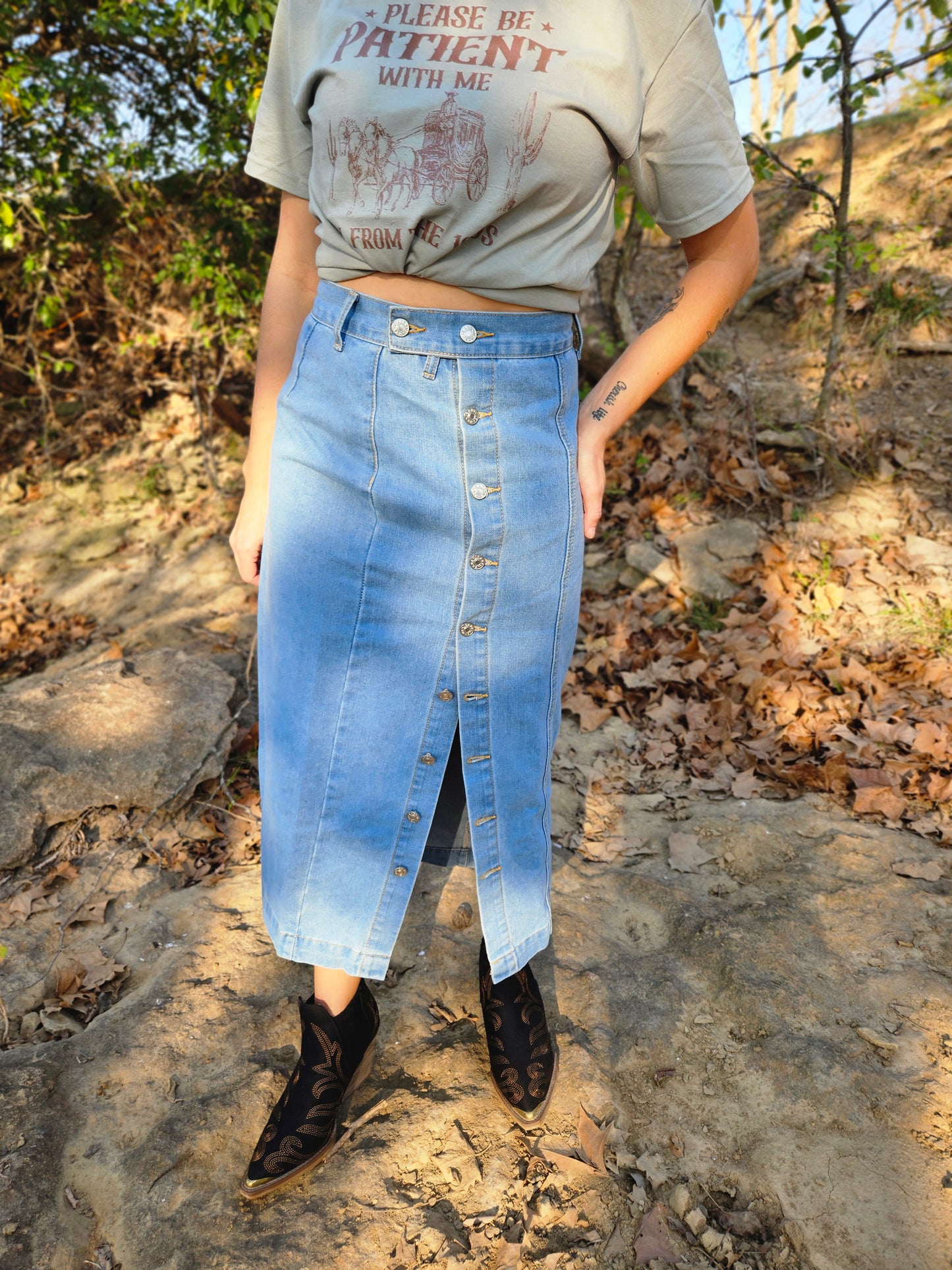Denim and Buttons Skirt