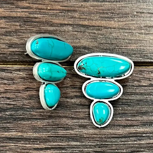 Three Stone Turquoise Earrings