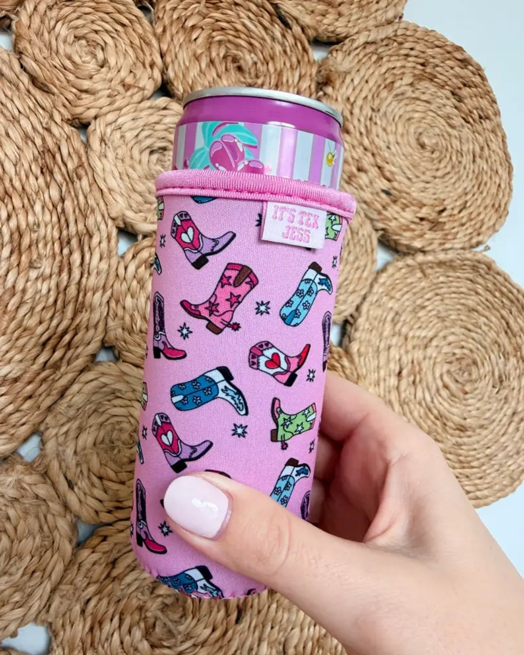 Pink Cowgirl Slim Can Holder