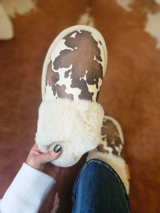 Cow Print Slippers