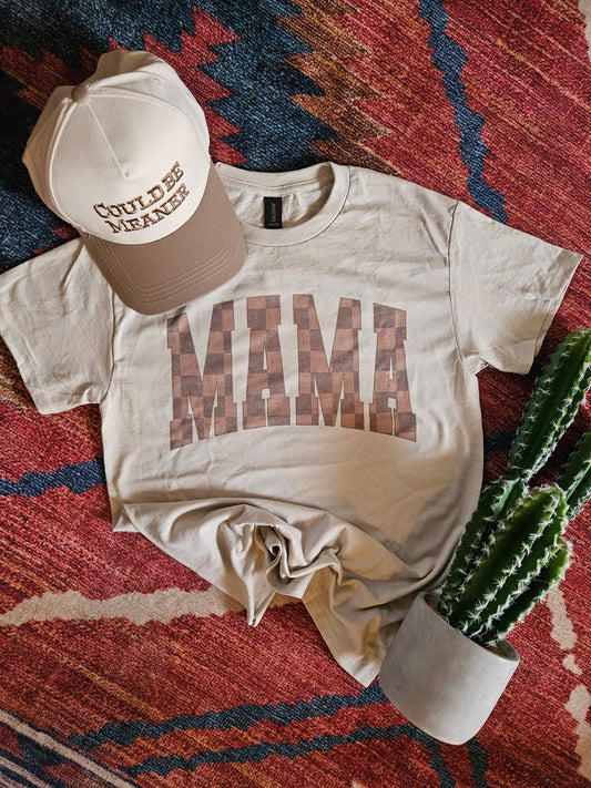 Checkered Mama Tee