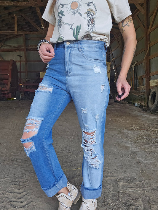 Split Spade Boyfriend Jeans