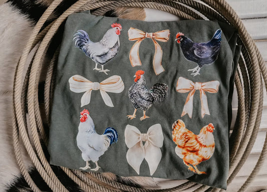 Chicken and Bow Tee